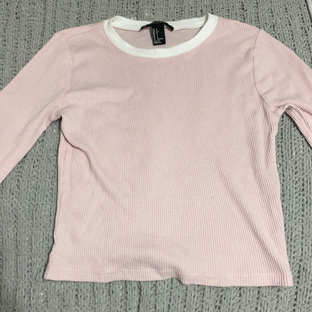 Pink long sleeve with white collar